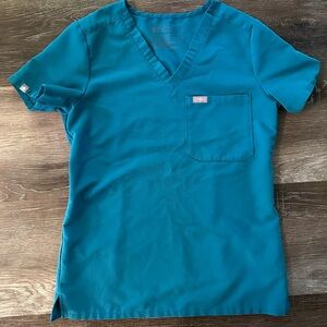 Figs Catarina Scrub Top XXS Pacific Blue